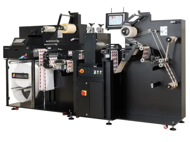 Afinia Label DLP-2200 digitale industrielle Druckmaschine mit Inline Laminierung und Rotationsstanze und Matrixentfernung