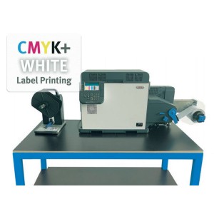 DTM LF140e + OKI Pro1050 Bundle besteht aus Oki 1050 Pro Farbetikettendrucker auf Dry Toner Basis und LF140e Finisher mit 11.6'' touch screen PC, Finishing Soft inkl.1,5h Online Schulung