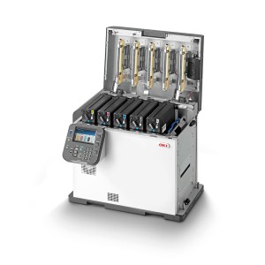 OKI Pro 1040 Etikettendrucker für dauerhafte Etiketten, Rollen-Laserdrucker - von Rolle auf Rolle inkl.1h Online Schulung