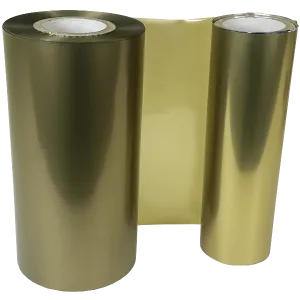 Satin-Gold Folie, metallisch glänzend  für Primera FX400e/FX500e & DTM FX510e/ FX810e, 110mm breit x 200m lang 