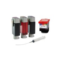 Primera LX3000e Dye Tinte Conversion Kit, inkl. 3 Tintentanks, 1 Druckkopf und 1 Spritze (syringe) zum Entfernen der pigmentierten Resttinte aus den Schläuchen und zum Umstieg auf Dye Tinte