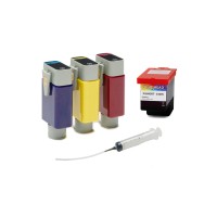 Primera LX3000e Pigment Tinte Conversion Kit, inkl. 3 Tintentanks, 1 Druckkopf und 1 Spritze (syringe) zum Entfernen der Dye Resttinte aus den Schläuchen und zum Umstieg auf pigmentierte Tinte