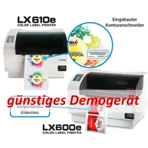 Demogerät: Primera LX610e Pro kompakter Farb-Etikettendrucker mit Schneideeinheit, PTCreate Pro (Software) und 30 Minuten Online Schulung