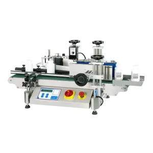 LAB8050 automatischer Flaschenetikettierer für Flaschen, Gläser und andere zylindrische Objekte, kompakte Tischeinheit zum manuellem Befüllen der Anlage