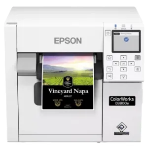 Epson ColorWorks D3800e Kompakter Farbetikettendrucker für brillante On-Demand-Etiketten, USB, Ethernet, weiß
