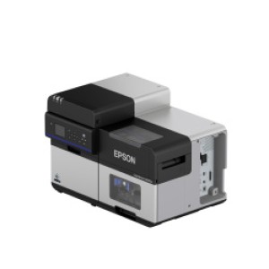 Farbetikettendrucker Epson ColorWorks C8000 (bk), Farbetikettendrucker mit glänzend schwarzer Tinte, Cutter USB & Netzwerkanschluss inkl.1h Online Schulung