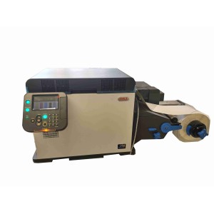 Demogerät: DTM LF140e + OKI Pro1050 Bundle besteht aus Oki 1050 Pro Farbetikettendrucker, LF140e Finisher, RW-7 Aufwickler/Abwickler, 11.6'' touch screen PC, Arbeitstische