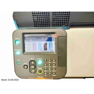 Demogerät: DTM LF140e + OKI Pro1050 Bundle besteht aus Oki 1050 Pro Farbetikettendrucker, LF140e Finisher, RW-7 Aufwickler/Abwickler, 11.6'' touch screen PC, Arbeitstische