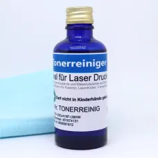 50ml Flasche Tonerreiniger  + 3 Reinigungstücher für Laser, Dry-Toner Drucker und Kopierer Walzen
