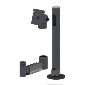 POSPOLE 45mm Basisvariante mit 200mm Verlängerungsarm, A45PI  einarmig, VESA-Vorrichtung, Farbe: Schwarz 400mm hoch