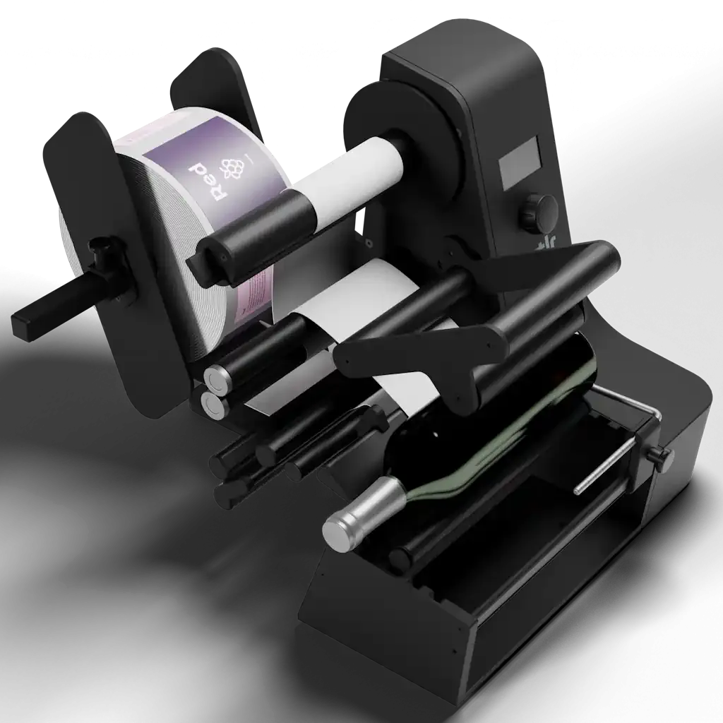 Demogerät: Labelmate botlr Etikettiergerät für Flaschen, Dosen und runde Gläser (Wein, Marmelade, Whisky, Gin, Honig) bis 120mm Durchmesser