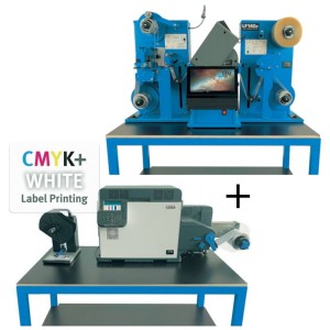 DTM LF140e + OKI Pro1050 Bundle besteht aus Oki 1050 Pro Farbetikettendrucker auf Dry Toner Basis und LF140e Finisher mit 11.6'' touch screen PC, Finishing Soft inkl.1,5h Online Schulung