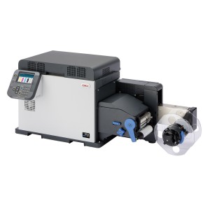 OKI Pro 1040 Etikettendrucker für dauerhafte Etiketten, Rollen-Laserdrucker - von Rolle auf Rolle inkl.1h Online Schulung