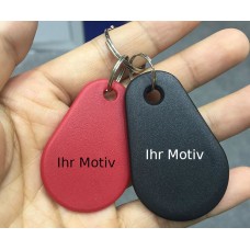 RFID KF007 Schlüsselanhänger/Keyfob mit MIFARE DESFire EV2 4K Chip Tropfenförmig, PPS, Rot & Frequenzen für Zugangskontrollen, luxuriös und langlebig