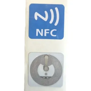 RFID PVC Glänzend Aufkleber, Blau mit NFC in 25x25mm Rechteckig mit  Ntag 213 Chip, 13,56Mhz