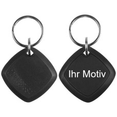 RFID personalisierbarer Schlüsselanhänger/Keyfob mit Wunschchip bestücken, Kunststoff,  verschiedene Frequenzen für z.B. Zugangskontrollen, klein, leicht, bequem zu tragen, Sturzresistent