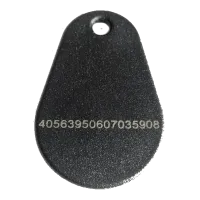 RFID KF007 Schlüsselanhänger/Keyfob, Schwarz mit DESFire EV3 4k Chip, Tropfenförmig mit aufgedruckter UID (dezimal)