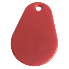 RFID KF007 Schlüsselanhänger/Keyfob mit MIFARE DESFire EV2 4K Chip Tropfenförmig, PPS, Rot & Frequenzen für Zugangskontrollen, luxuriös und langlebig