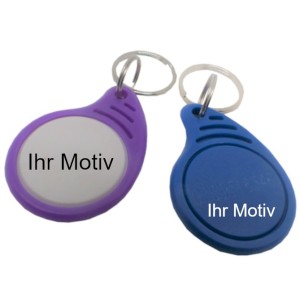 RFID personalisierbarer Schlüsselanhänger/Keyfob mit Wunschchip bestücken, Plastik, Laser...