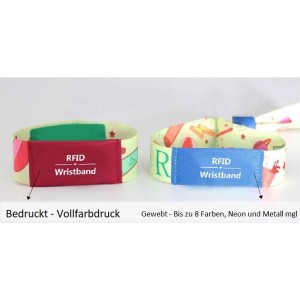 RFID Einweg Armband, Chip im Stoff verarbeitet, versch. Farben und Wunschchip