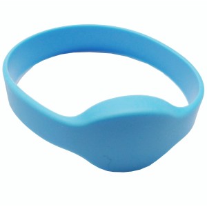 RFID Wristband Silikon mit ovalem Kopf, hellblau mit Fundan F08 (FM08) Chipset, 65mm Durchmesser