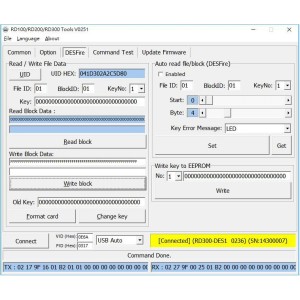 RD300-DES RFID USB HF Leser/Schreiber für DESFire® EV1 & EV2 13,56 MHz mit Unterstützung 2stelliger Application ID