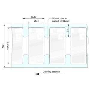 Zebra Silverline Blade II, Etikettenrolle, Kunststoff, beschichtet, Hochleistungs-Acrylatkleber, RFID, Maße(BxH): 60x25mm, Rollenkern: 76,2mm, 400/Rolle, Verpackungseinheit: 1 Stück, Mindestbestellmenge: 1 Stück