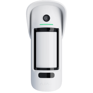 Ajax MotionCam Outdoor (PhOD) Jeweller und Wings Funkkommunikation, kabelloser PIR-Bewegungsmelder mit Fotoverfikiation für Innen und Außenbereich, weiß