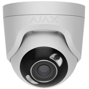 Ajax TurretCam kabelgebundene IP-Überwachungskamera mit hybrider Beleuchtung (HL) (5 Mp/2.8 mm), PoE, Auflösung: 2880x1620px, 25fps (3K UHD), Blickwinkel: 100°-110°, weiß