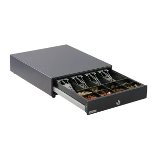 Kassenlade für Gastro, Frontöffnung Anker MDZ14 mit herausnehmbaren Münzfächern anthrazit - vom deutschen Hersteller aus Bielefeld!