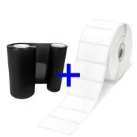 Zebra ZipShip Kit-B, bestehend aus 3x Rolle Z-Select 1000T Etiketten, 102x102mm, 1432 Etiketten/Rolle und 1x Farbband 2300, Wachs, 110mm, für Desktop 