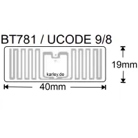 Zebra Polypropylen RFID (UHF) Etikettenrolle mit 5000 Etiketten 44x9mm (BxH), permanenter Kleber mit Ucode 9/8